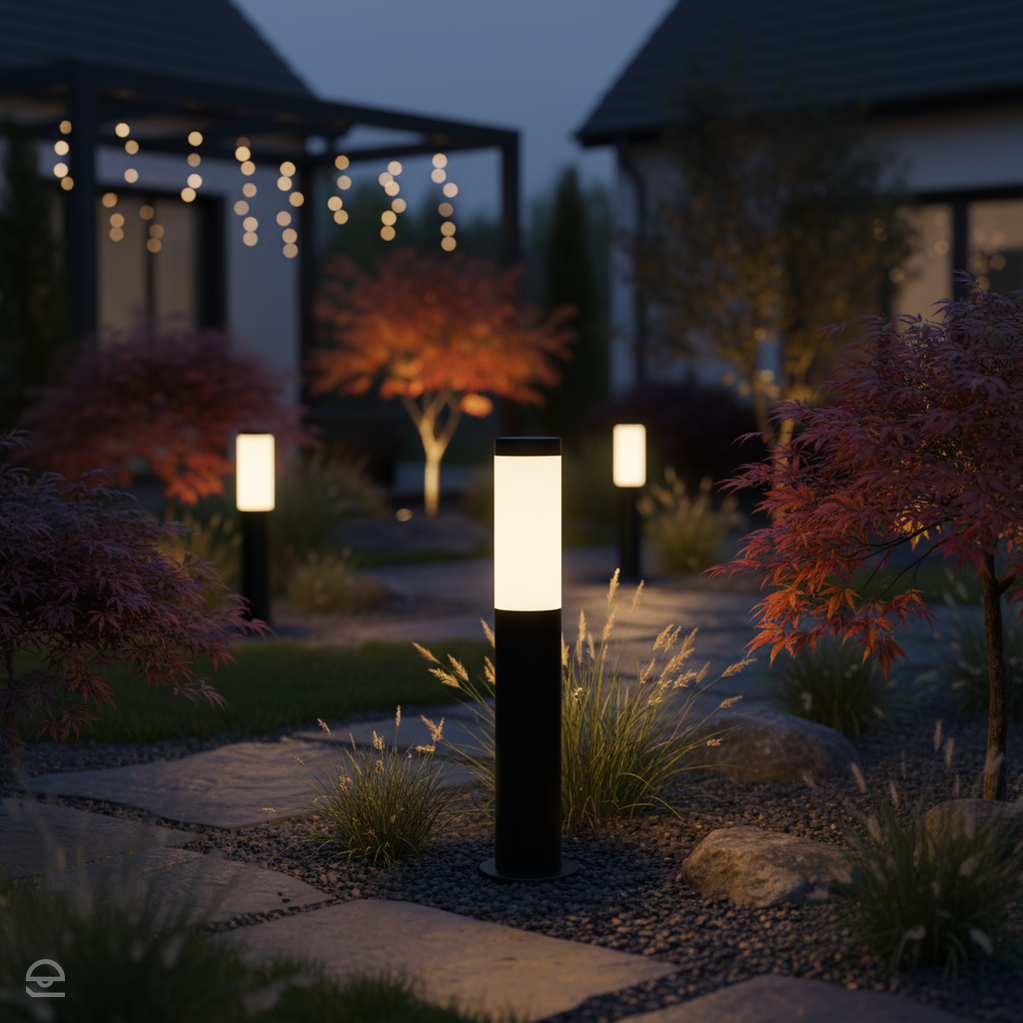 Okrągły słupek czarny/stalowy ogrodowy Inox 45/65/110cm - SU-MA