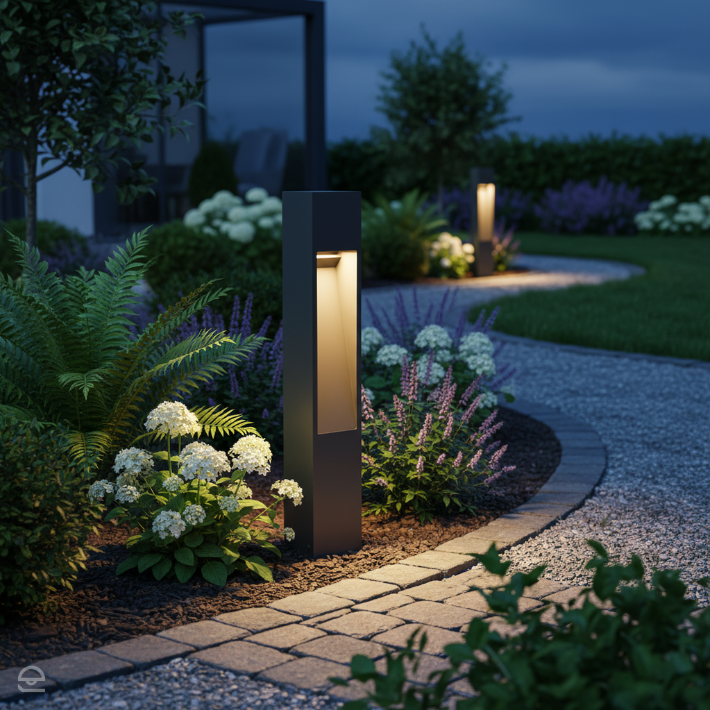 Zewnętrzna lampa ogrodowa stojąca / słupek Modern - grafitowa/czarna/szara 60/80cm