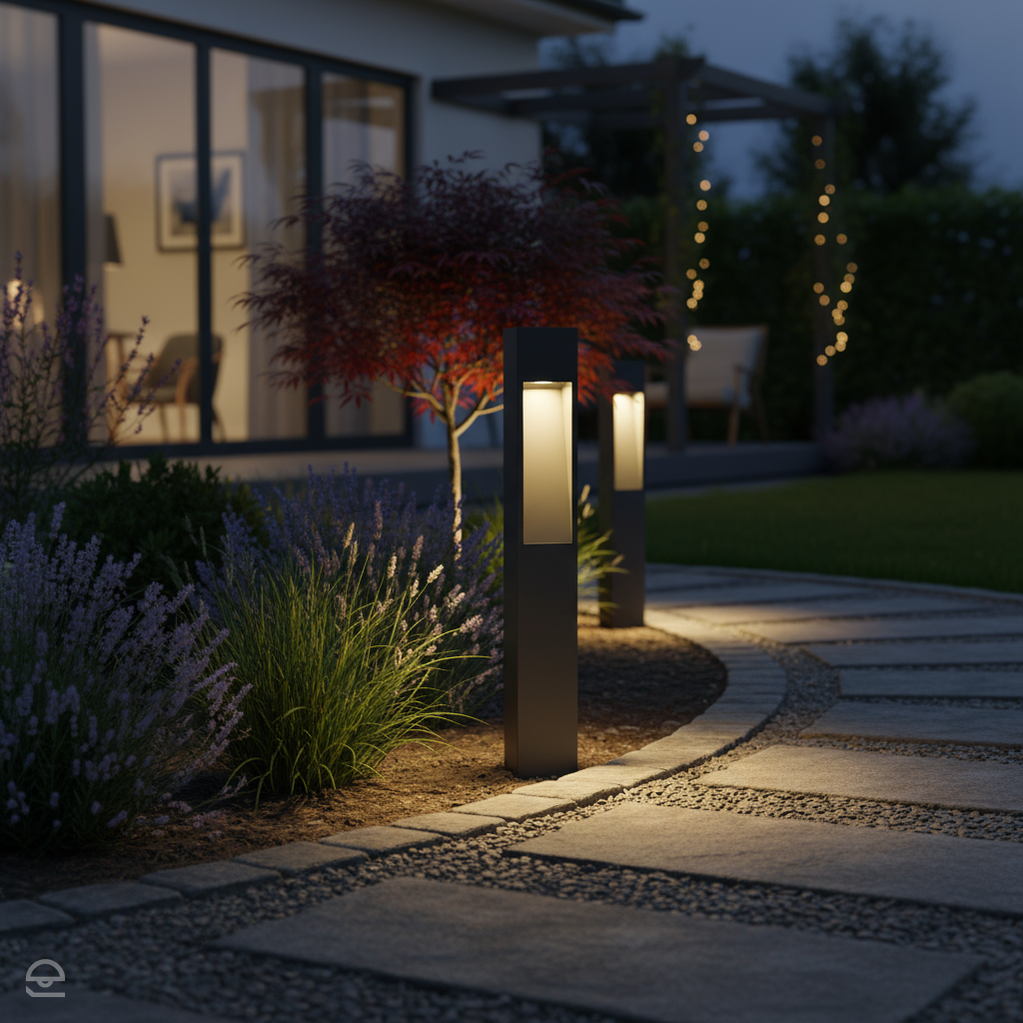 Zewnętrzna lampa ogrodowa stojąca / słupek Modern - grafitowa/czarna/szara 60/80cm