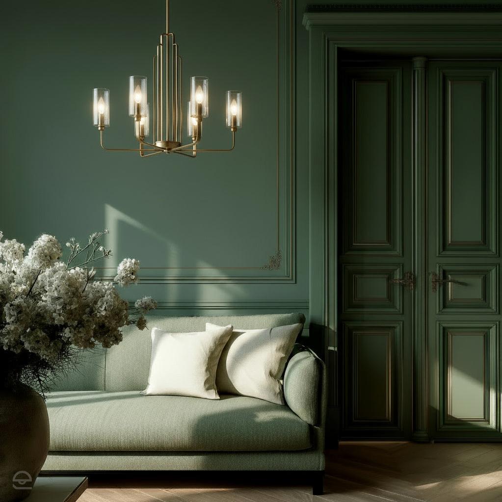 Żyrandol Kimrose - 6 źródeł światła - Szczotkowany naturalny mosiądz