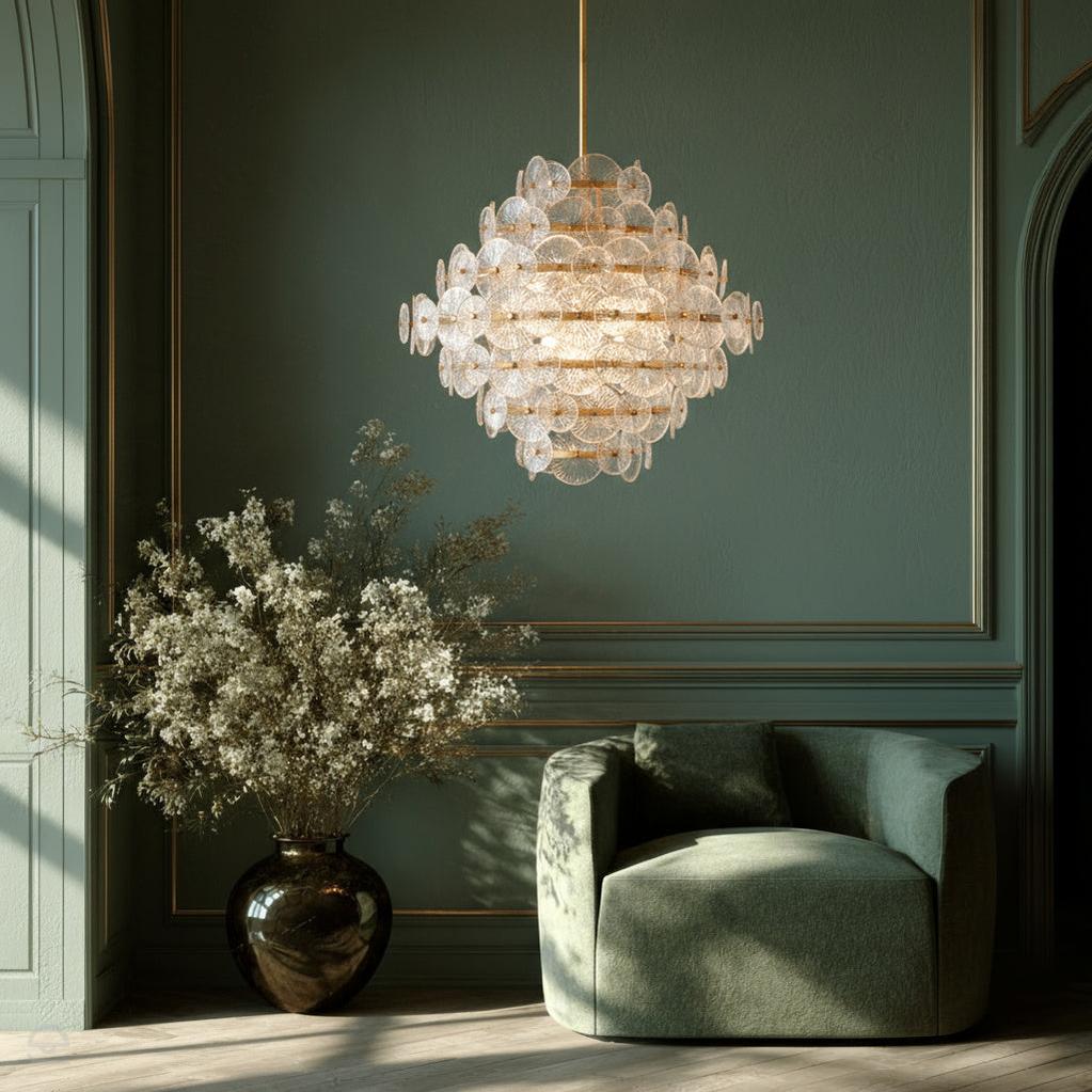 Żyrandol Rene - 16 źródeł światła - Przecierany mosiądz, Hinkley