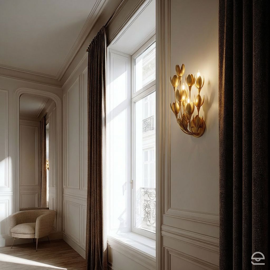 Flora – kinkiet z motywem kwiatowym, oksydowane złoto