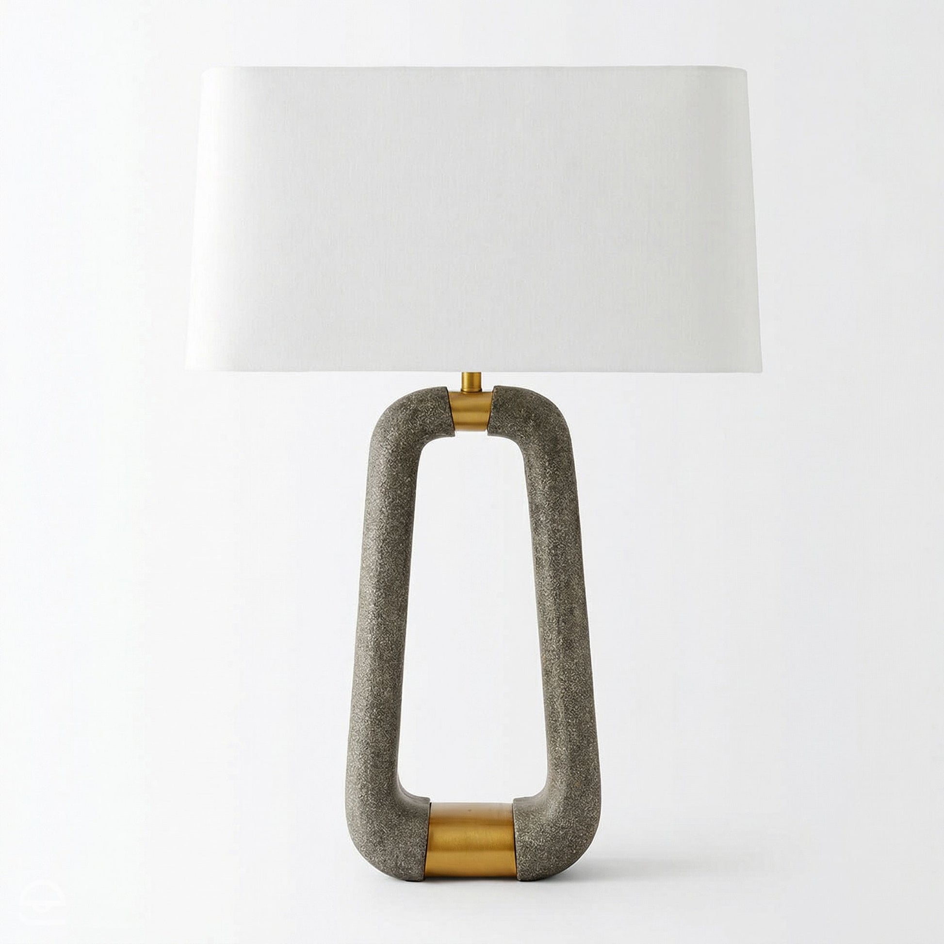 Gianni – lampa stołowa z grafitowego ricestone, antyczny mosiądz