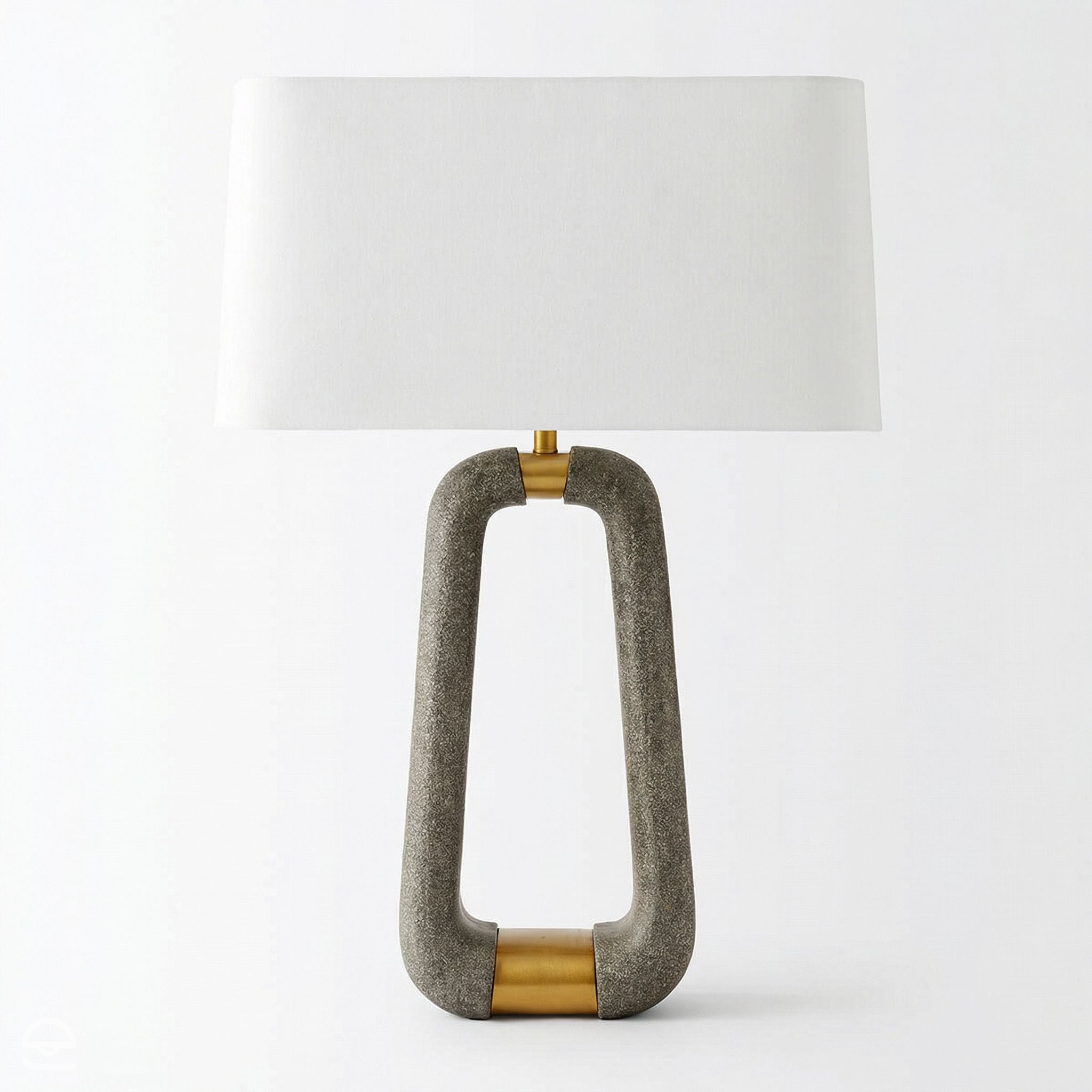 Gianni – lampa stołowa z grafitowego ricestone, antyczny mosiądz