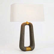 Gianni – lampa stołowa z grafitowego ricestone, antyczny mosiądz