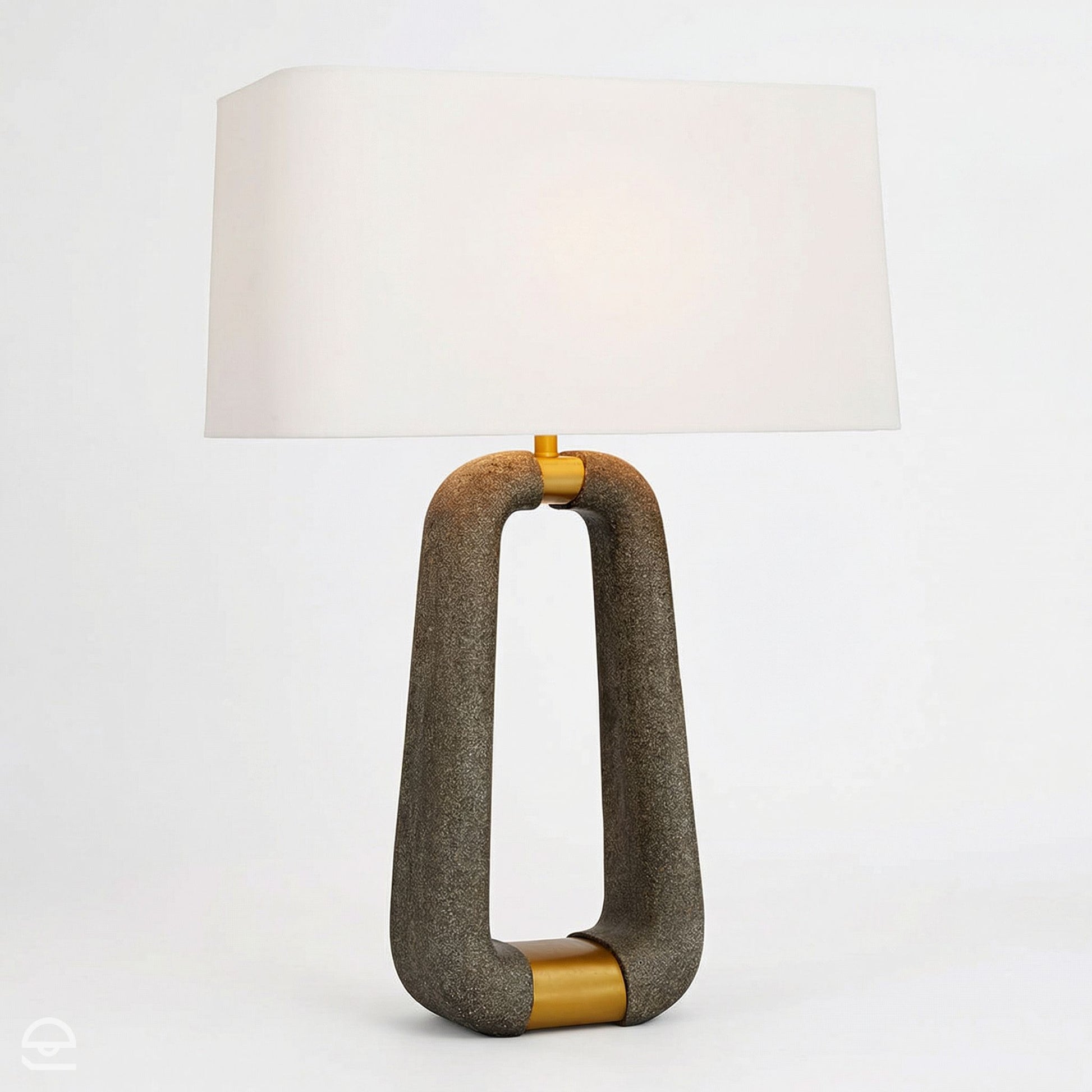 Gianni – lampa stołowa z grafitowego ricestone, antyczny mosiądz