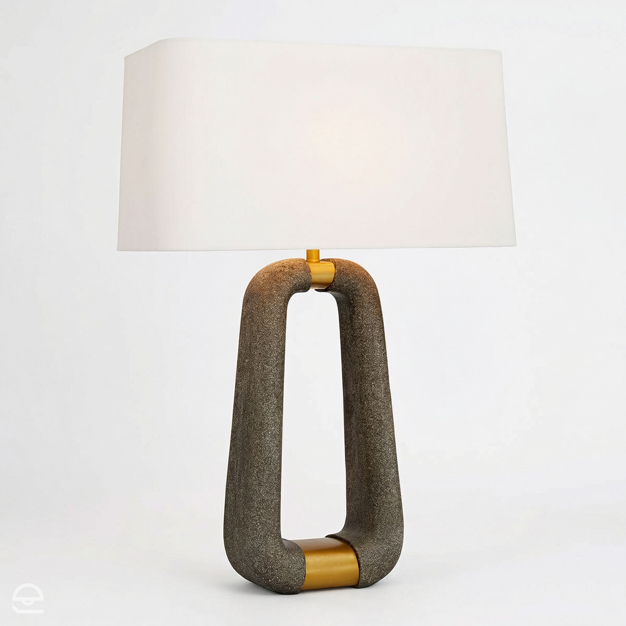 Gianni – lampa stołowa z grafitowego ricestone, antyczny mosiądz