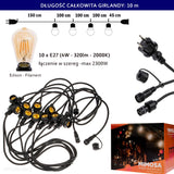 Girlanda zewnętrzna 10m/20m (E27, LED Edison 4W 2000K) lampa ogrodowa, weselna (Kobo S)