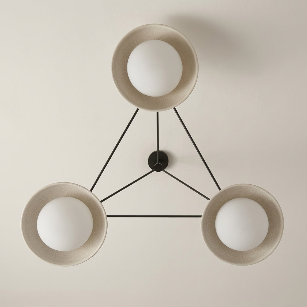 Glaze – żyrandol potrójny ceramiczny (trójkątny), ciemna stal