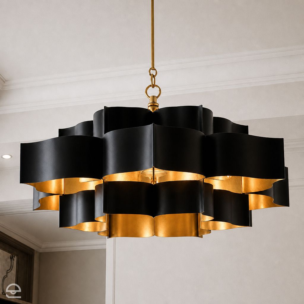 Grand Lotus Large Black – ręcznie kuty żyrandol w kształcie kwiatu lotosu Ø76