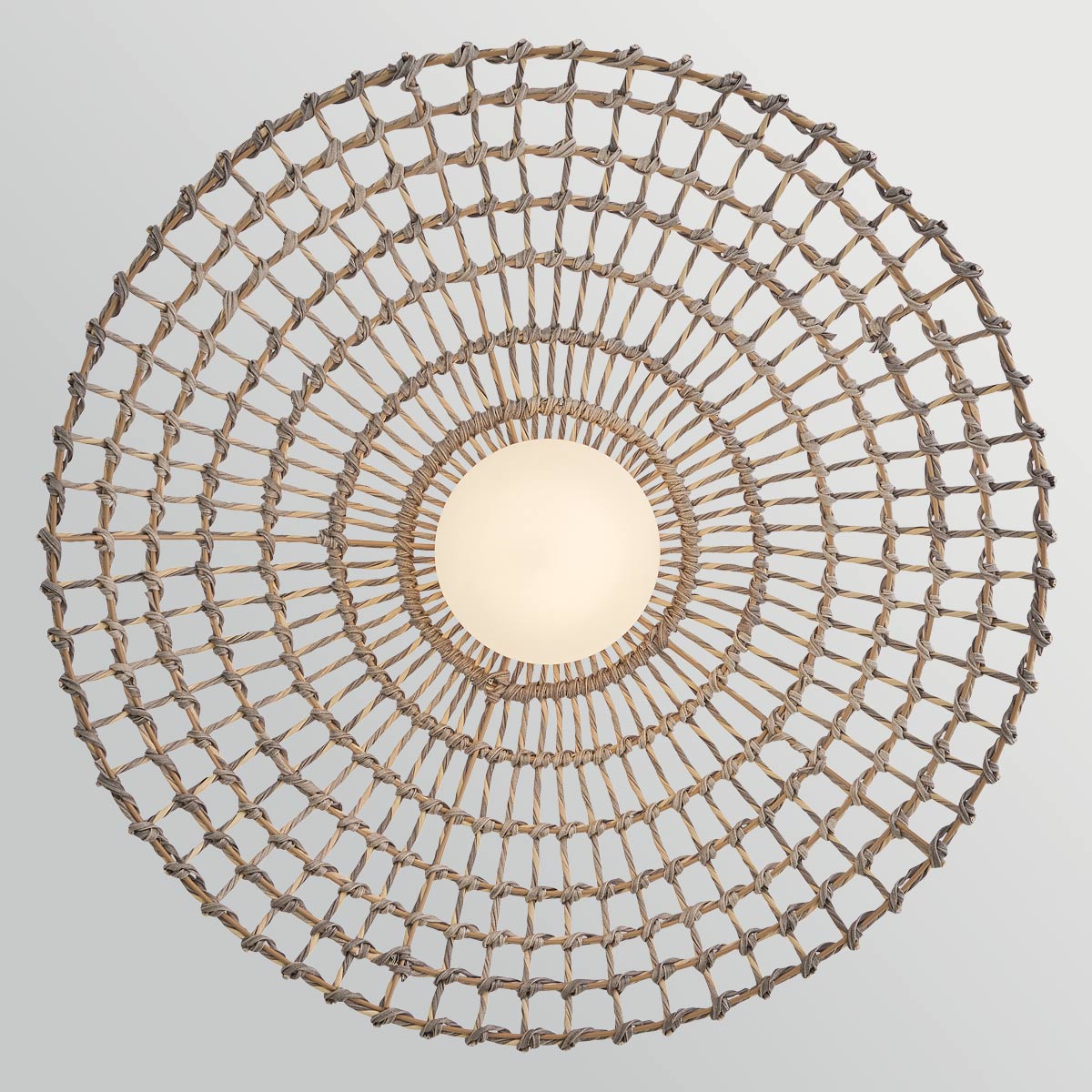 Arlen Extra Large – rattanowa lampa wisząca ze szkłem opalowym, czarna IP44 Ø76