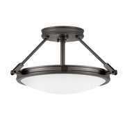 Collier Small – półplafon ze stalową ramą i opalowym szkłem, oksydowana czerń Ø42