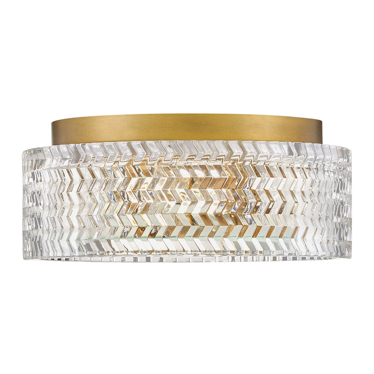 Elle Brass – plafon ze szkłem strukturalnym w jodełkę, klasyczny mosiądz Ø30