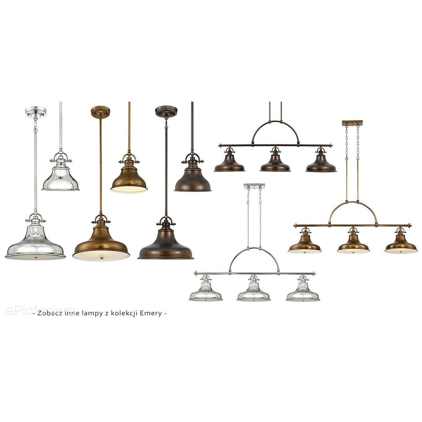 Industrialna lampa (brąz) wisząca, żyrandol 133x33cm, do kuchni salonu (1xE27) Quoizel (Emery)
