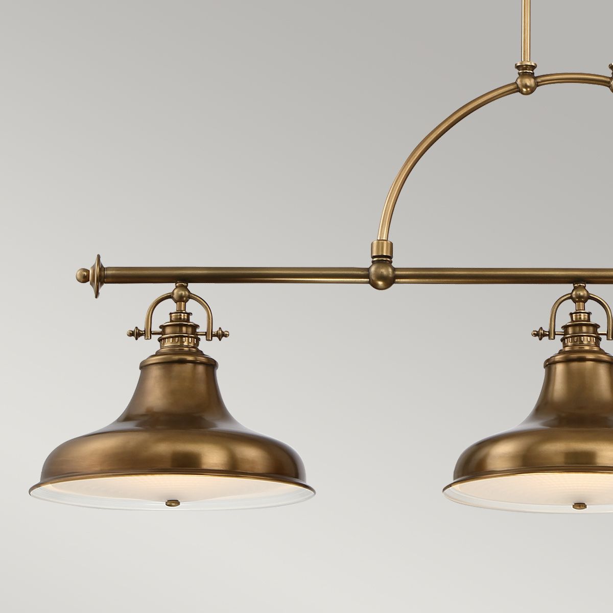 Industrialna lampa (mosiądz) wisząca, żyrandol 133x33cm, do kuchni salonu (1xE27) Quoizel (Emery)