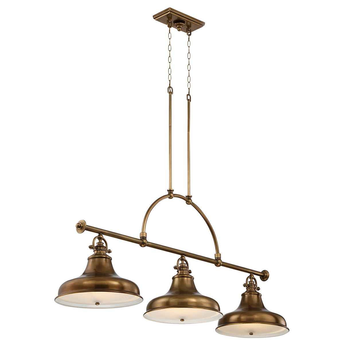 Industrialna lampa (mosiądz) wisząca, żyrandol 133x33cm, do kuchni salonu (1xE27) Quoizel (Emery)