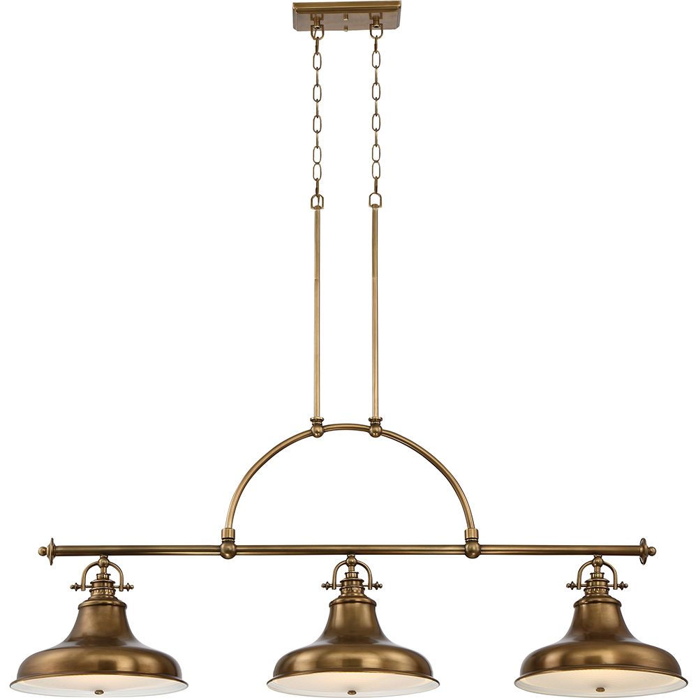 Industrialna lampa (mosiądz) wisząca, żyrandol 133x33cm, do kuchni salonu (1xE27) Quoizel (Emery)
