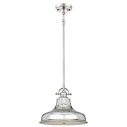 Industrialna lampa wisząca Emery z cesarskim srebrem -  Quoizel, 35cm, 1xE27