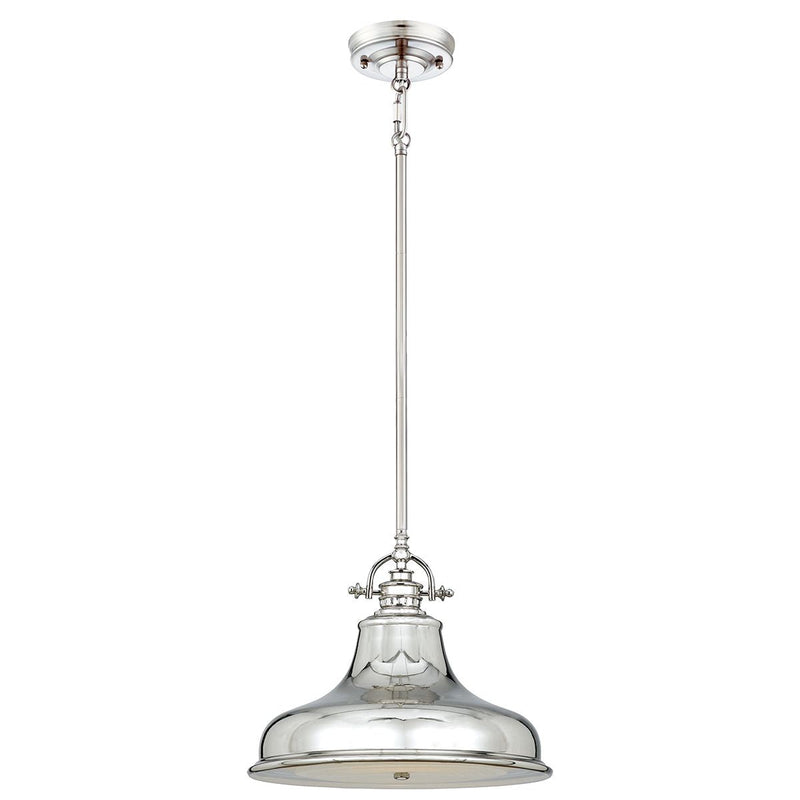 Industrialna lampa wisząca Emery z cesarskim srebrem -  Quoizel, 35cm, 1xE27