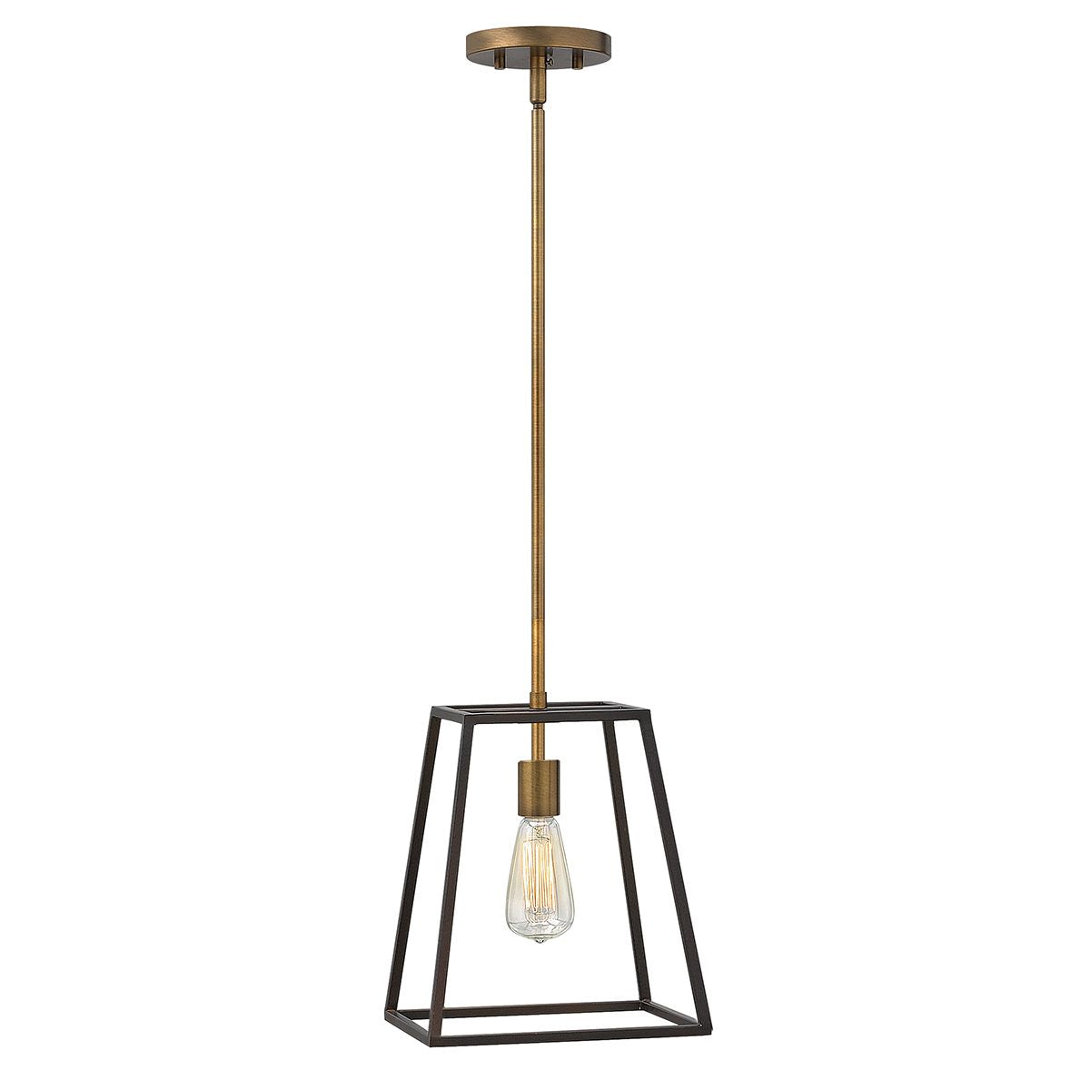 Industrialna / loftowa lampa wisząca Fulton z mosiądzem - Hinkley (metalowa klatka-brąz / 1xE27)