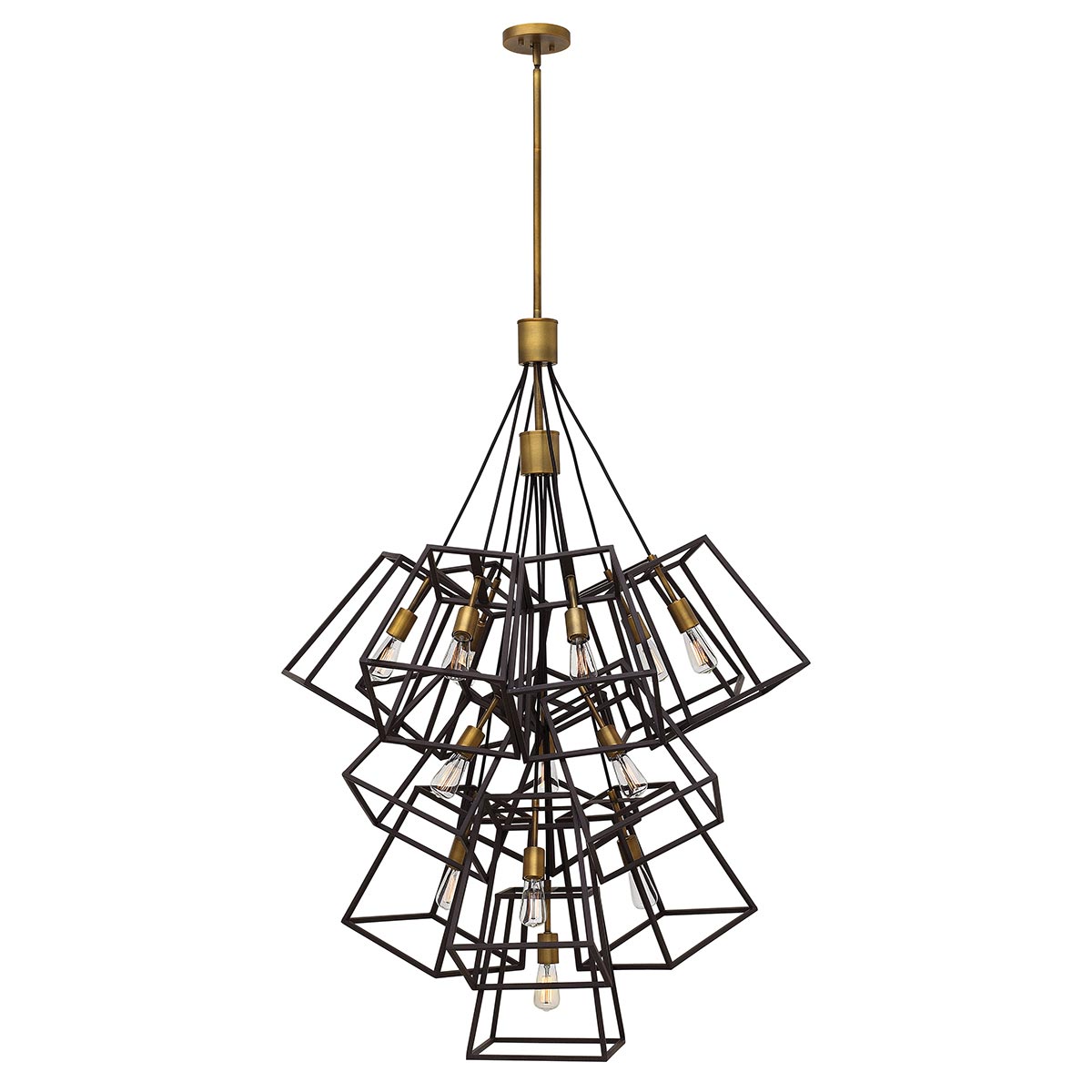 Industrialna (metalowa klatka-brąz) lampa wisząca - żyrandol, 13xE27,do salonu kuchni, Hinkley (Fulton)