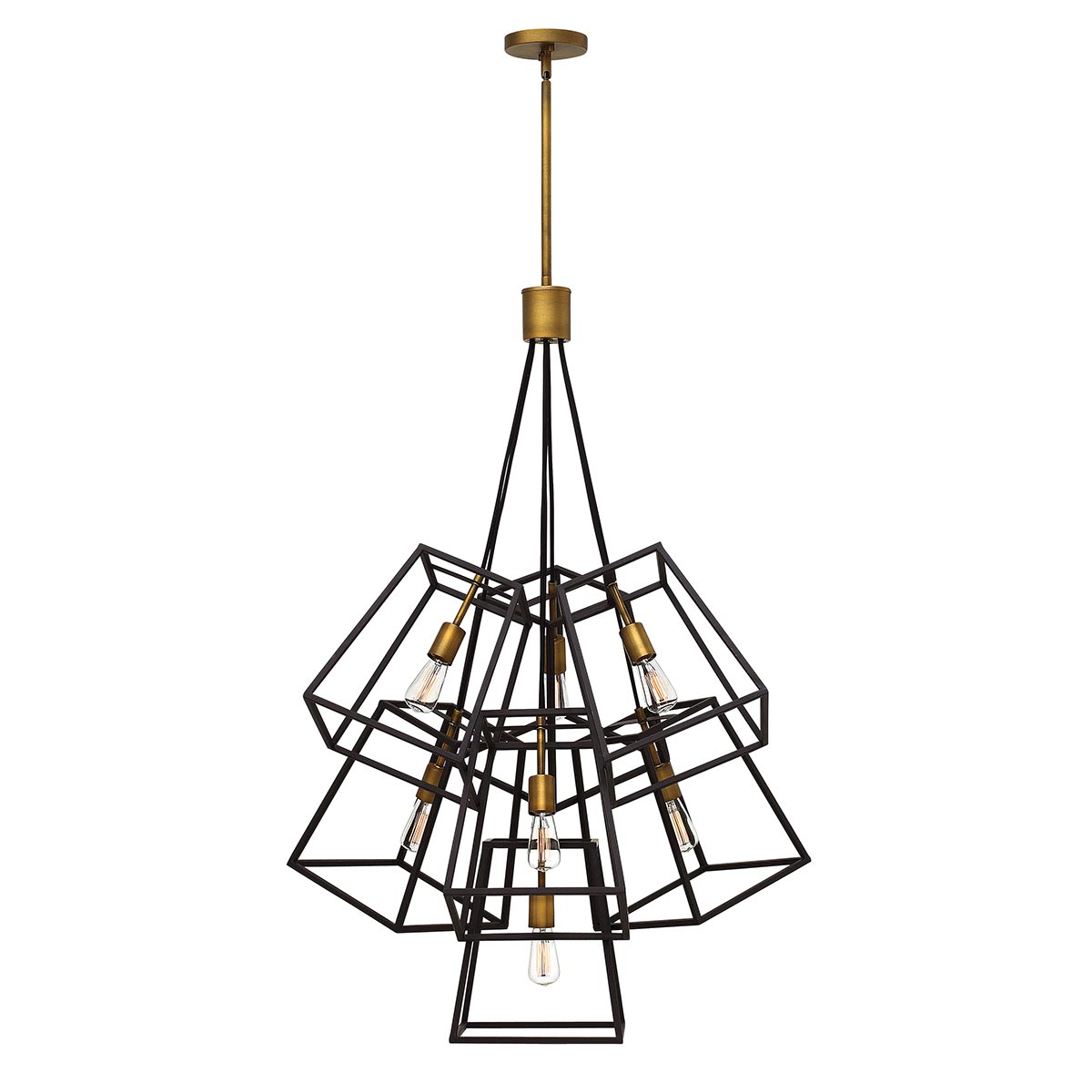 Industrialna (metalowa klatka-brąz) lampa wisząca - żyrandol, 7xE27,do salonu kuchni, Hinkley (Fulton)