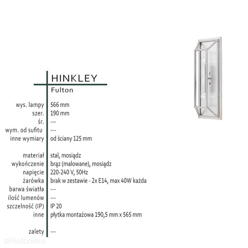 Industrialna (metalowa klatka-brąz, mosiądz) lampa ścienna - kinkiet, 2xE14,do salonu kuchni, Hinkley (Fulton)