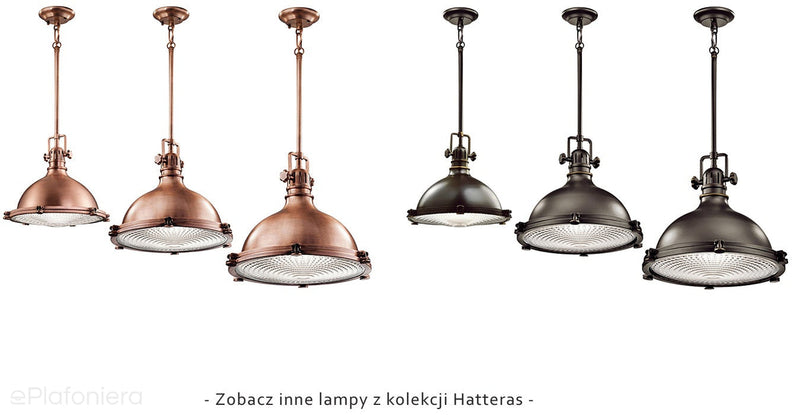 Industrialna, metalowa lampa wisząca 60cm (miedź) do kuchni, salonu kawiarni (1xE27) Kichler (Hatteras)