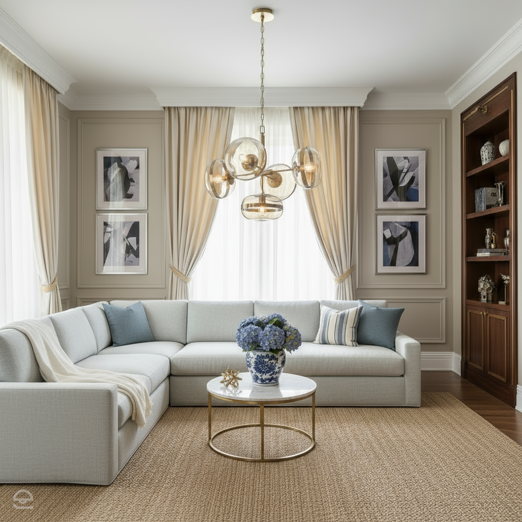 Żyrandol Nottingham - 5 źródeł światła - Antyczny mosiądz, Eurofase