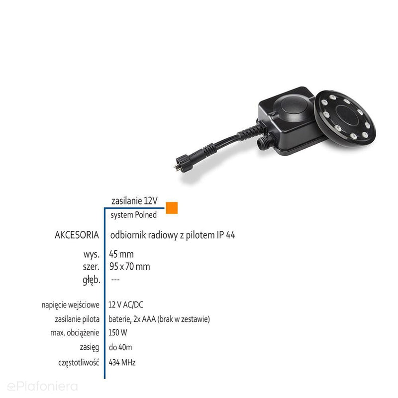 Inteligentny odbiornik radiowy + pilot (IP 44) - AKCESORIA systemu 12V LED Polned (6148011)