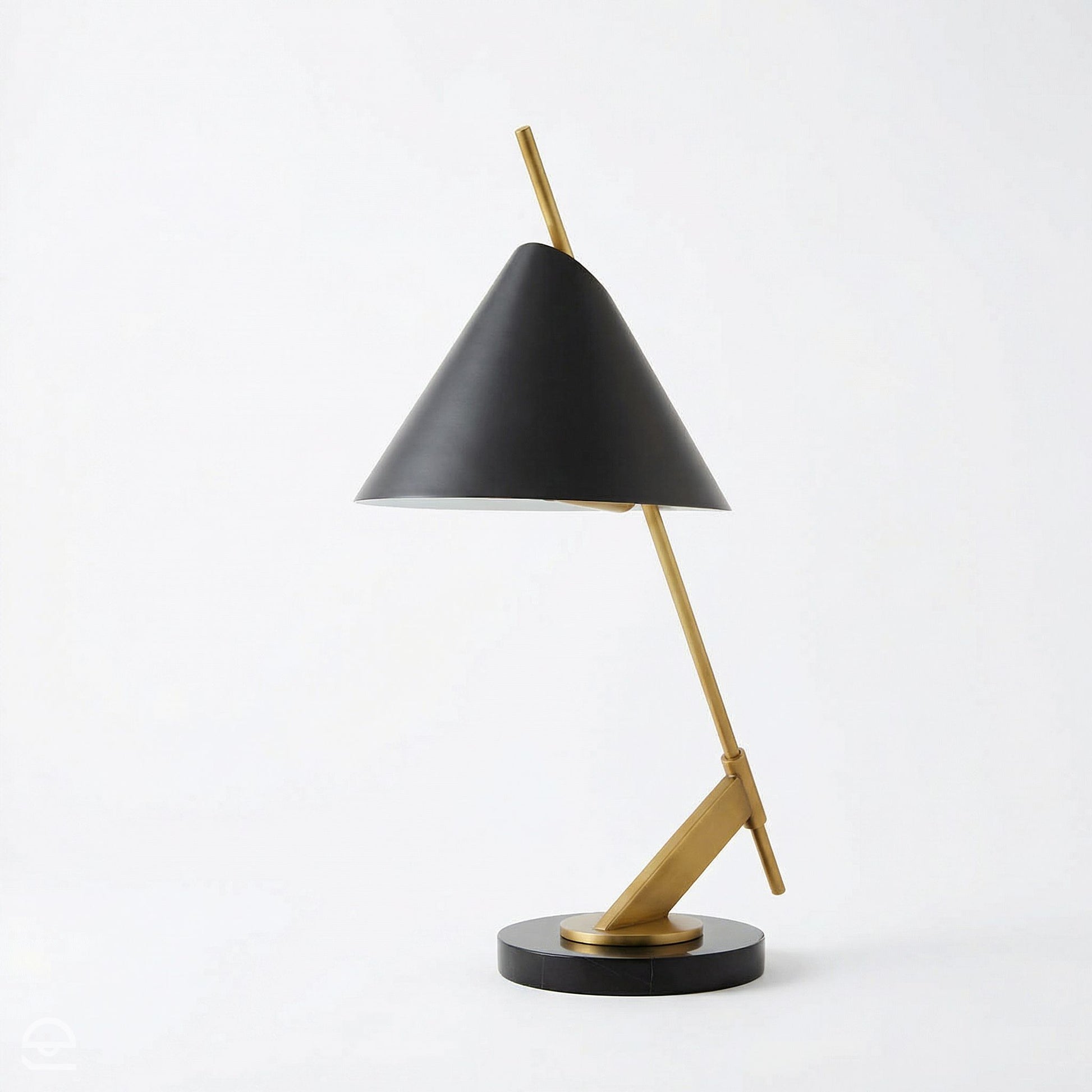 Jenkins – lampa biurkowa z marmuru i mosiądzu, Mid-Century