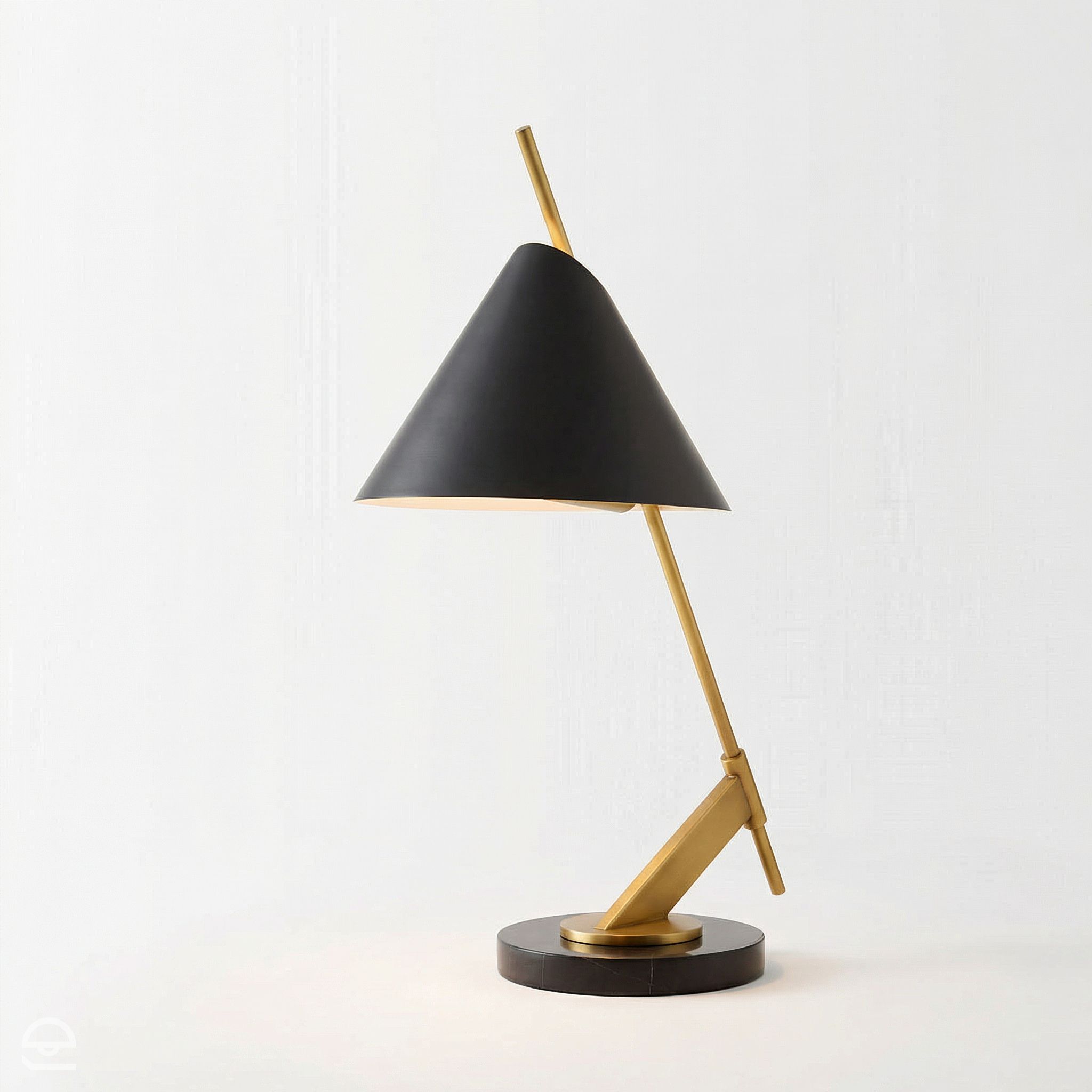 Jenkins – lampa biurkowa z marmuru i mosiądzu, Mid-Century