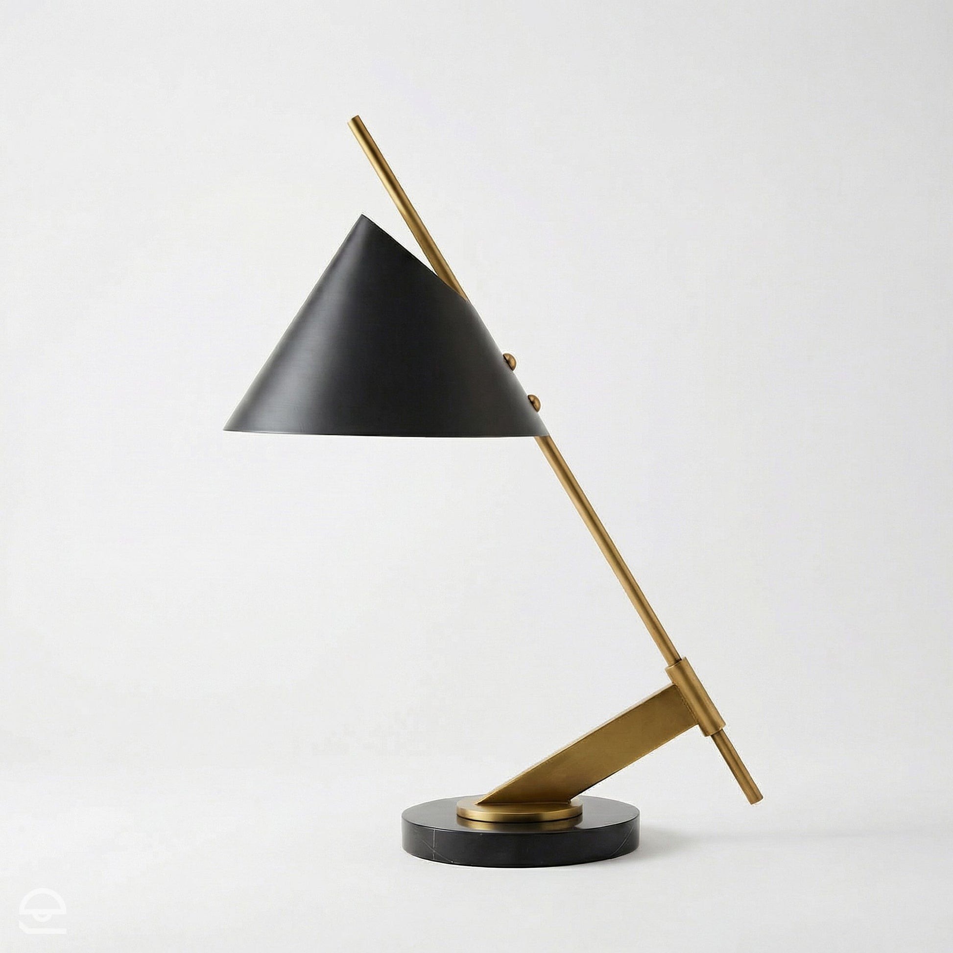 Jenkins – lampa biurkowa z marmuru i mosiądzu, Mid-Century