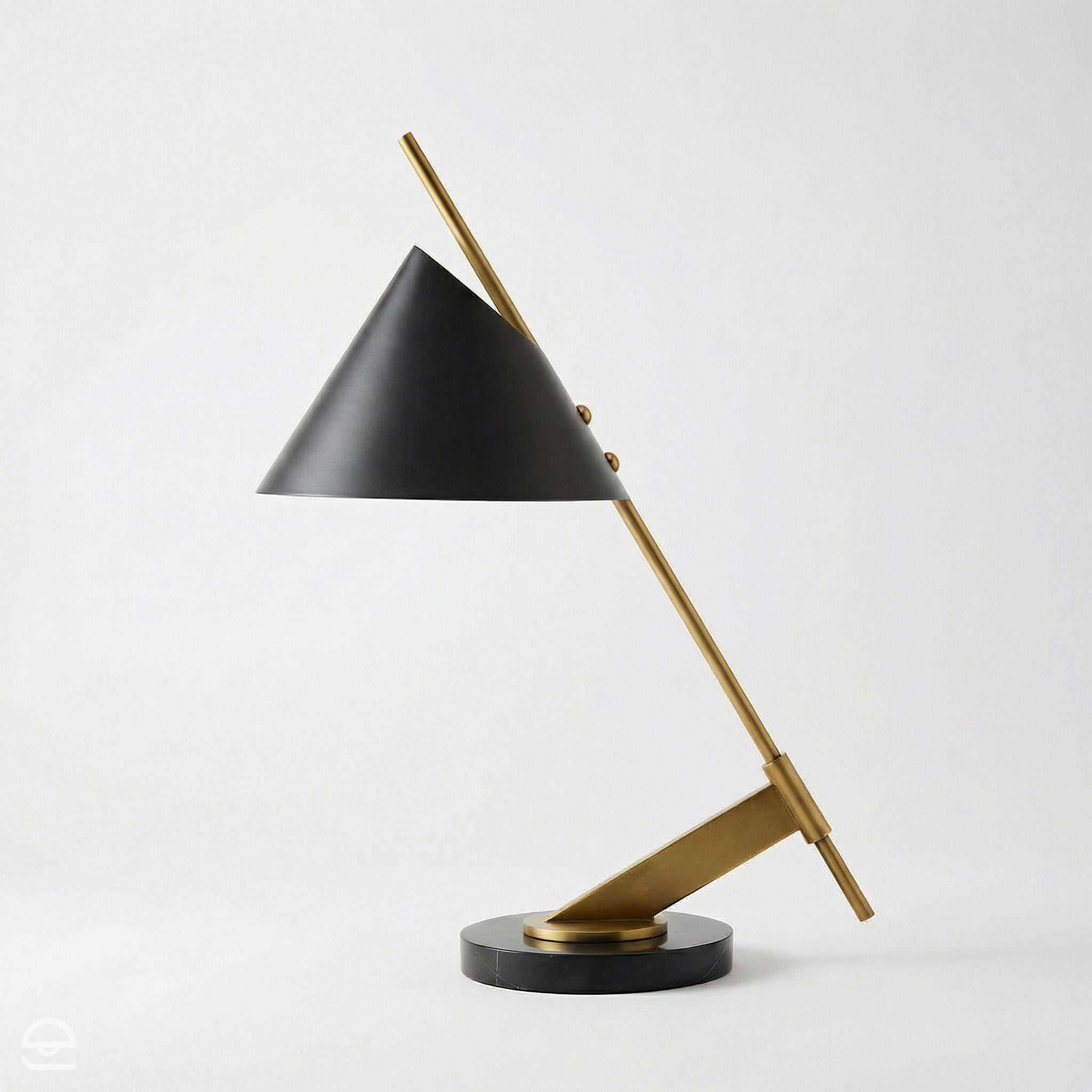 Jenkins – lampa biurkowa z marmuru i mosiądzu, Mid-Century