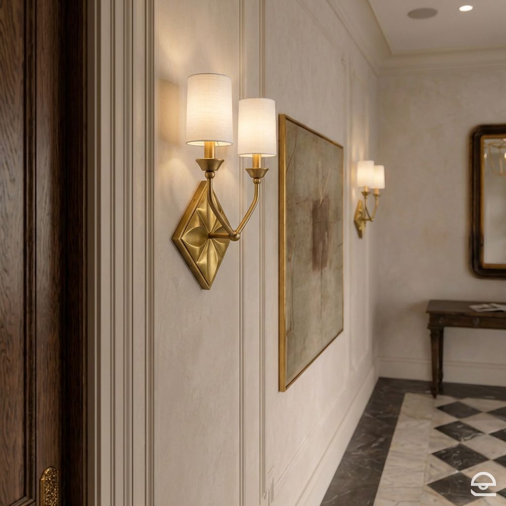 Kinkiet Epsilon - 2 źródła światła - Postarzany mosiądz, Quintiesse