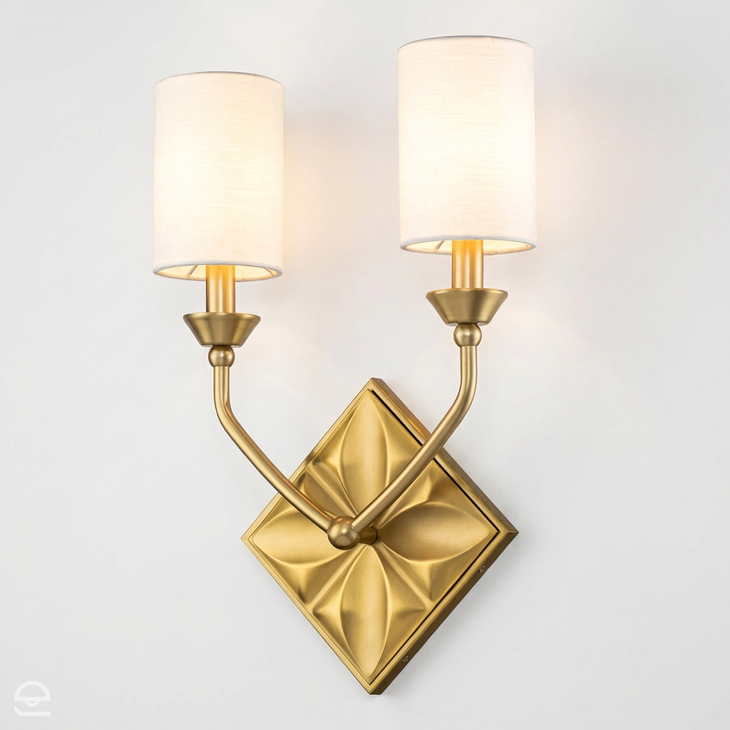 Kinkiet Epsilon - 2 źródła światła - Postarzany mosiądz, Quintiesse