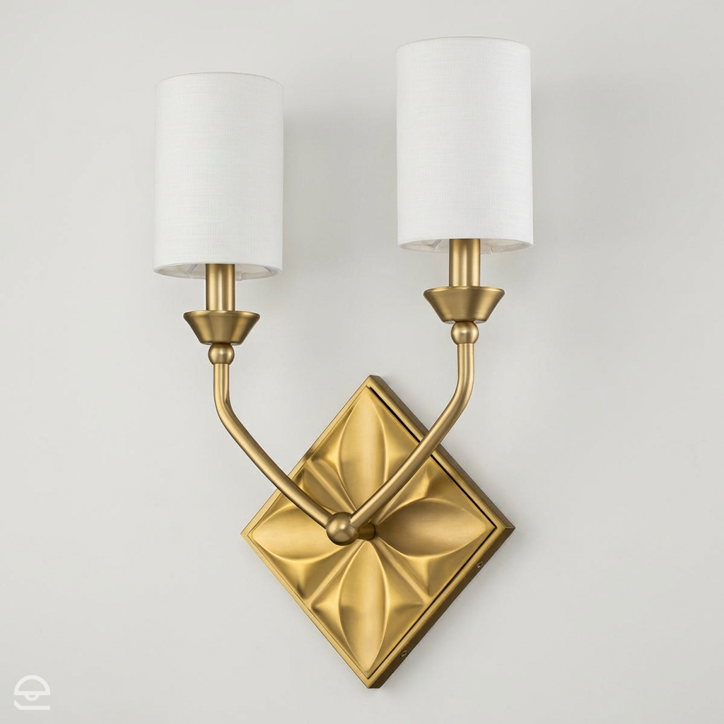 Kinkiet Epsilon - 2 źródła światła - Postarzany mosiądz, Quintiesse