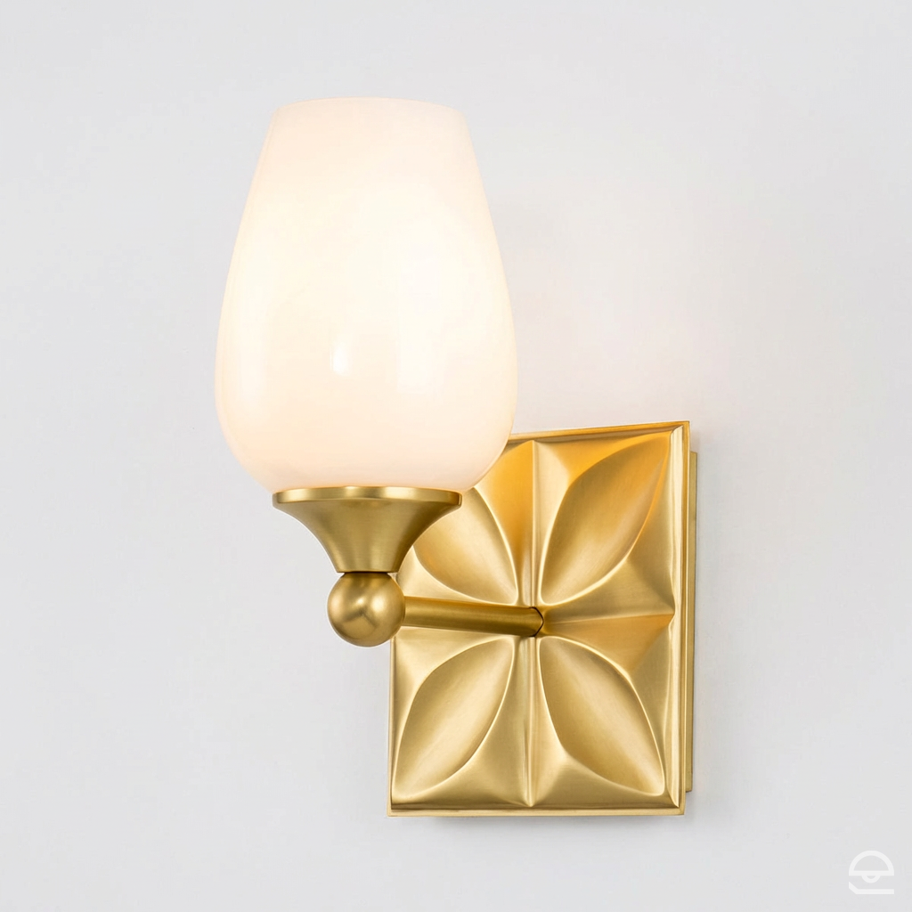 Kinkiet Epsilon w kształcie tulipana - postarzany mosiądz