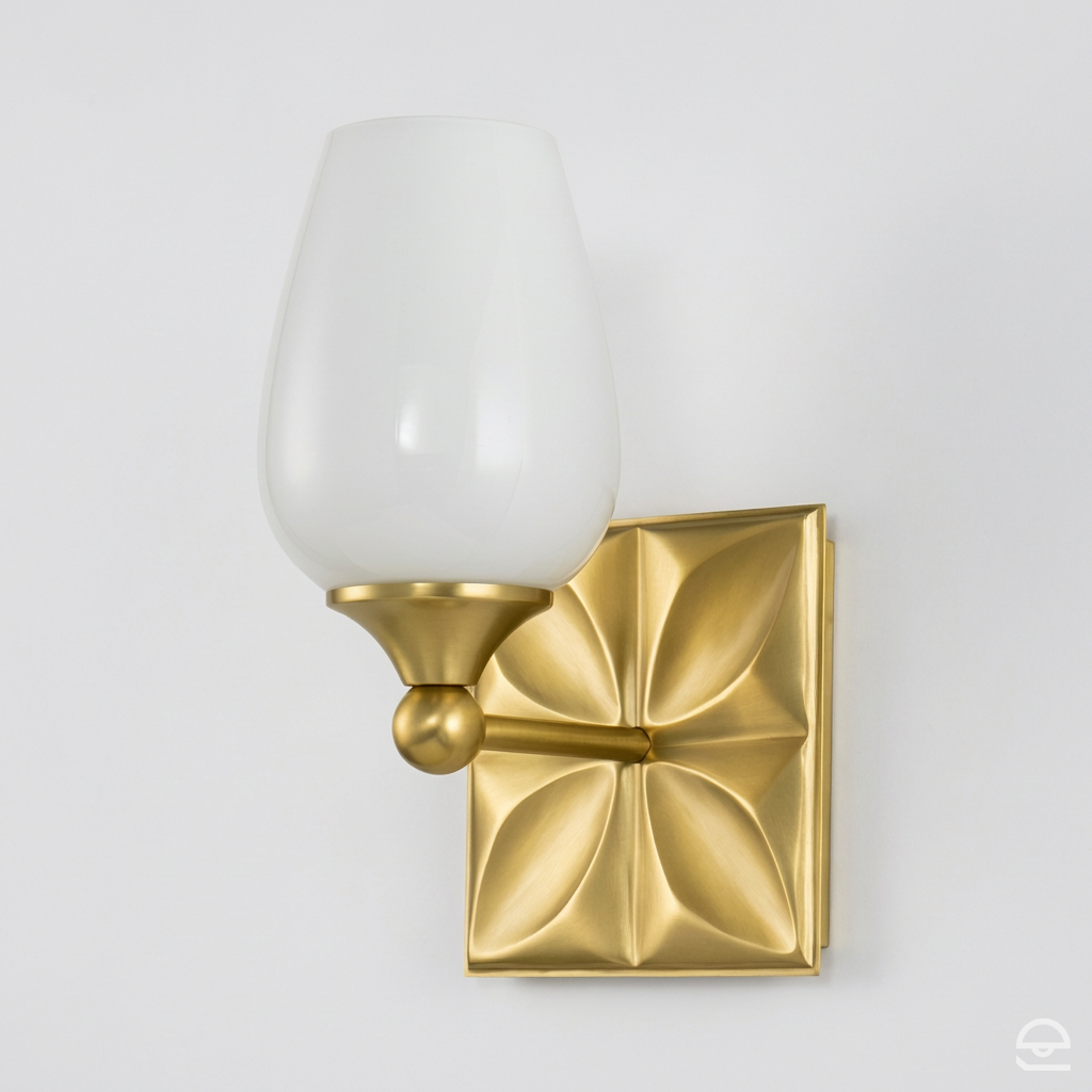 Kinkiet Epsilon w kształcie tulipana - postarzany mosiądz