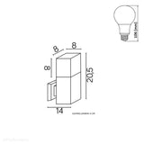 Kinkiet - lampa ogrodowa ścienna zewnętrzna (grafit/czarny/szary) (20,5cm 1x E27) SU-MA (cube)