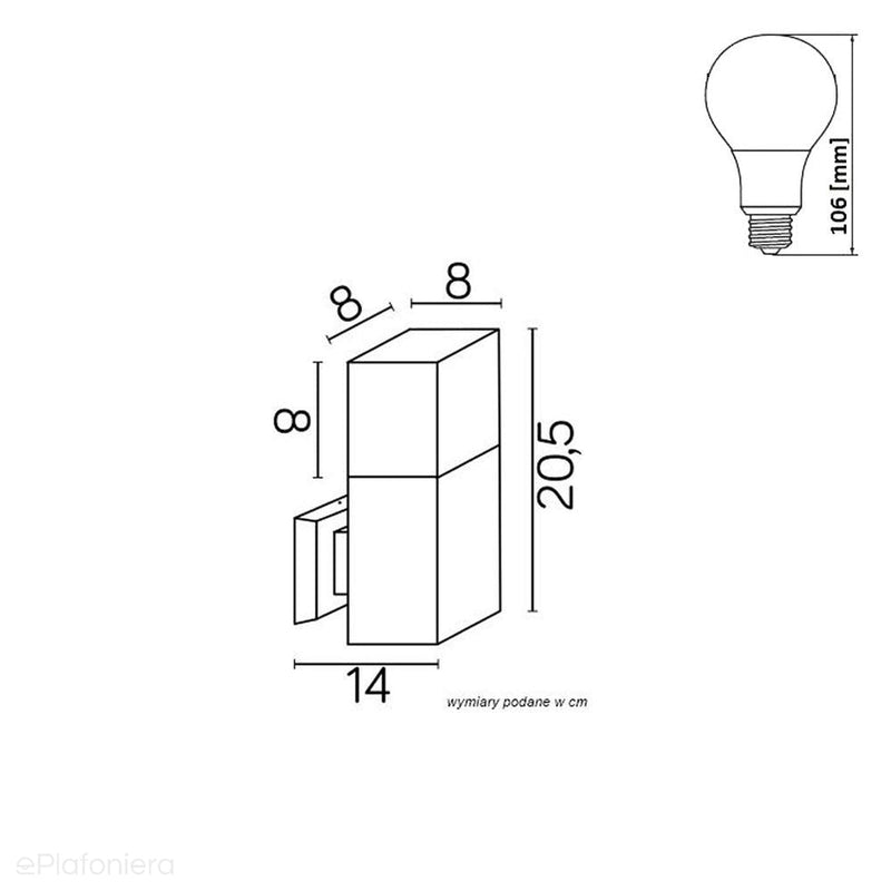 Kinkiet - lampa ogrodowa ścienna zewnętrzna (grafit/czarny/szary) (20,5cm 1x E27) SU-MA (cube)