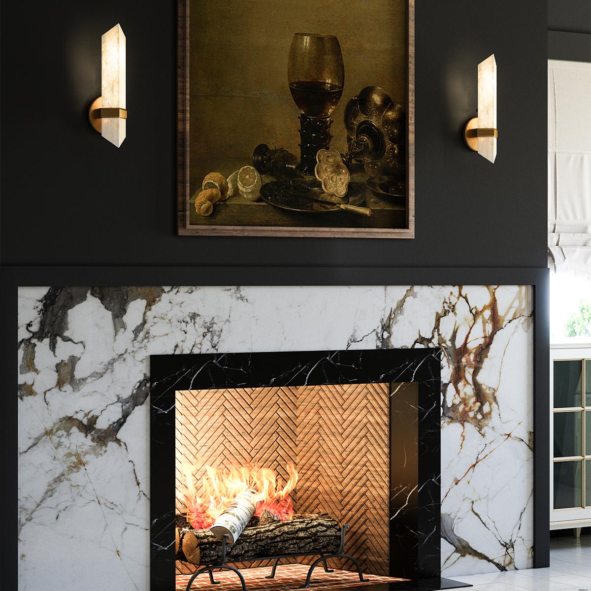 Kinkiet Valencia - 1 źródło światła - Vintage mosiądz, Alora - ePlafoniera.pl