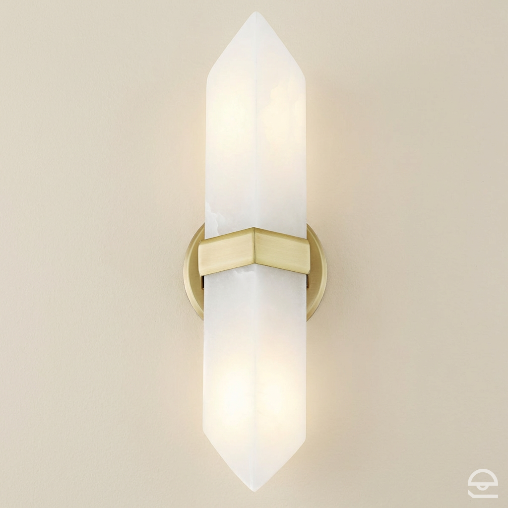 Kinkiet Valencia - 2 źródła światła - Vintage mosiądz, Alora