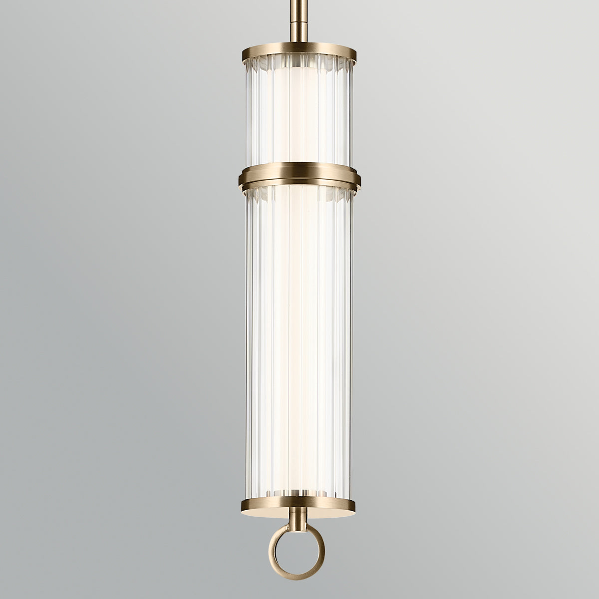 Riven – smukła lampa wisząca z ryflowanym szkłem, szampański brąz