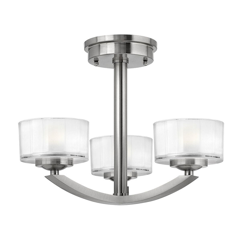 Klasyczna lampa sufitowa Meridian świecąca do góry -  Hinkley (LED / barwa ciepła / 40cm, nikiel / G9 3x4W)