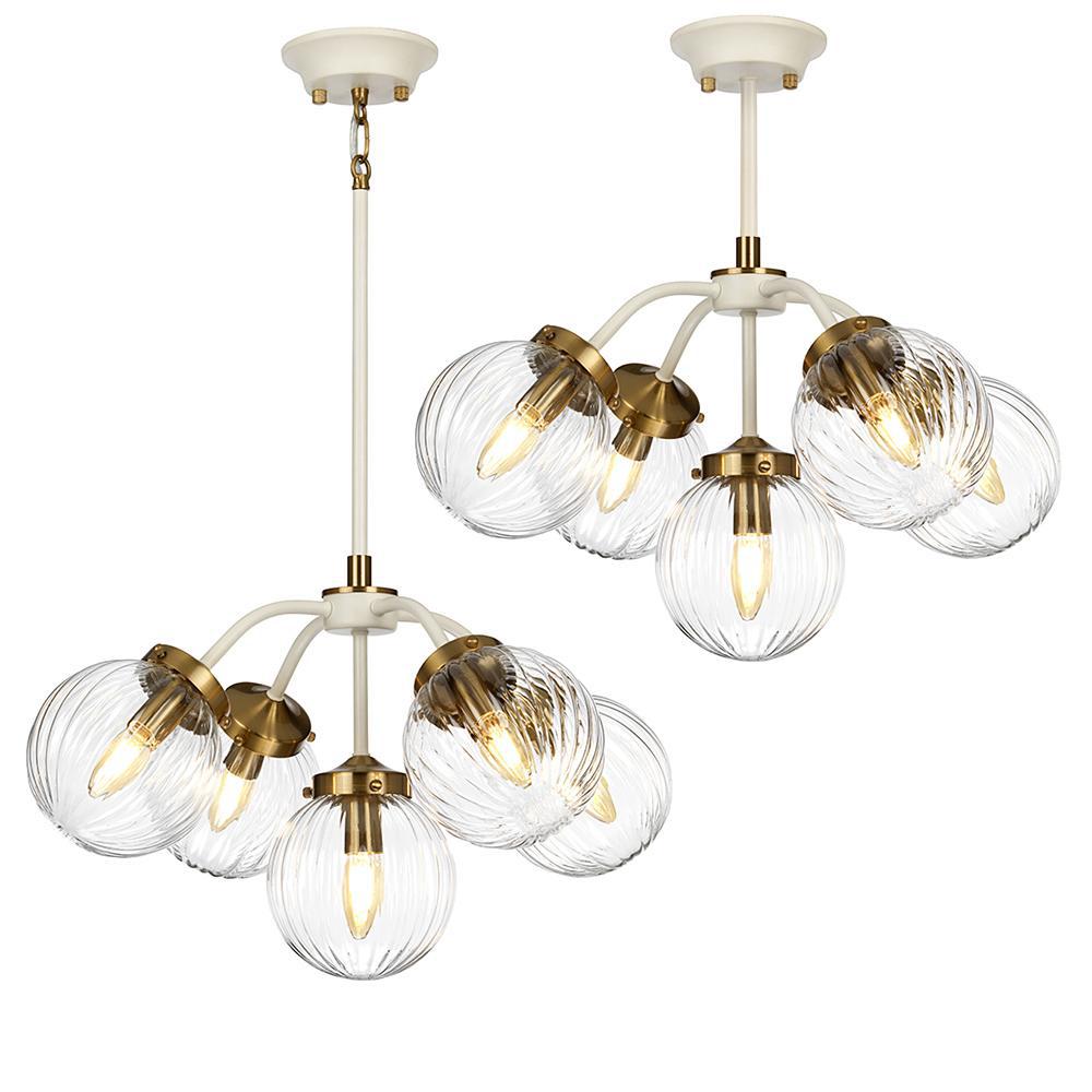 Kremowa lampa wisząca - żyrandol szklane kule (5xE14) do salonu sypialni kuchni, Elstead (Cosmos)
