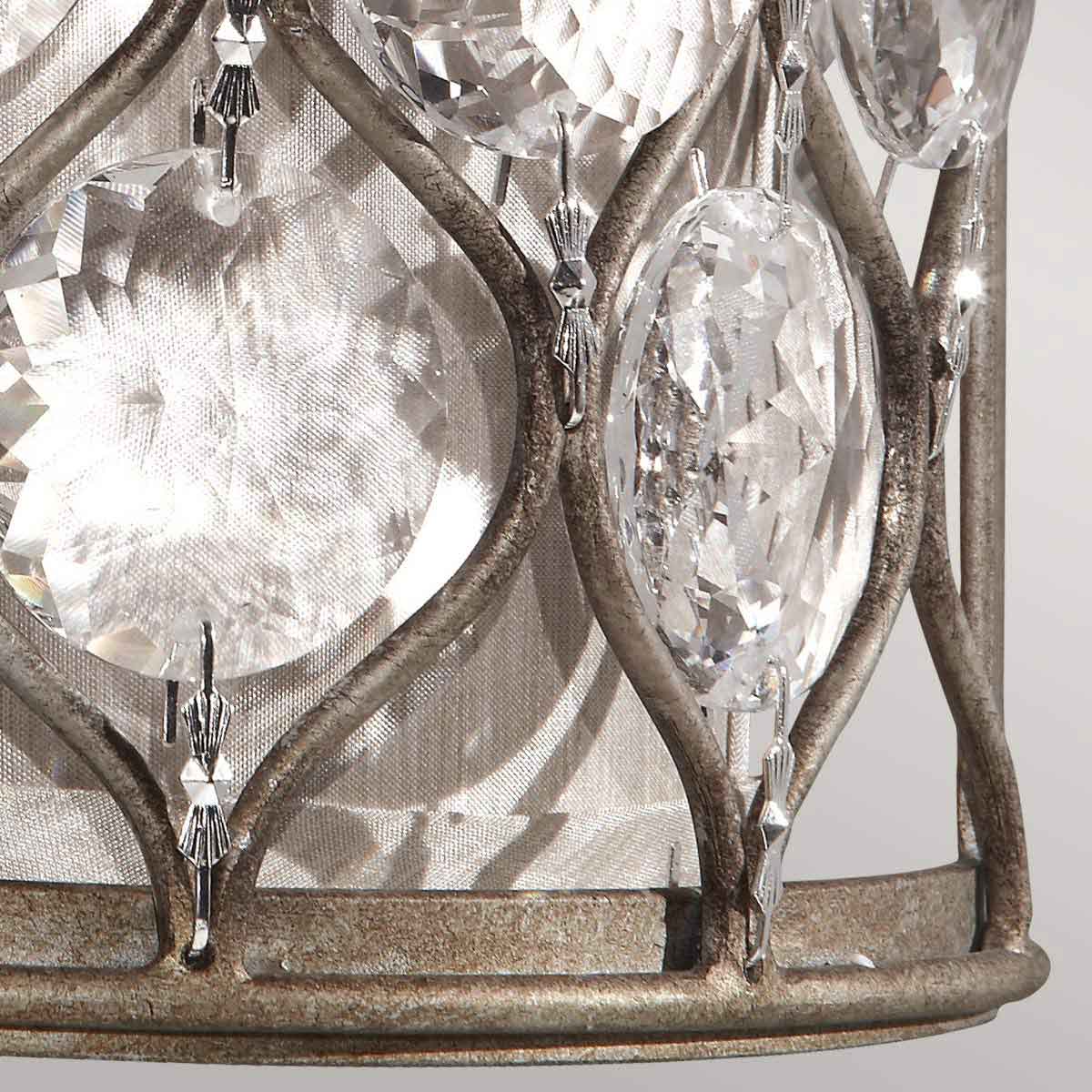 Kryształowa lampa ścienna, ręcznie malowana (oksydowane srebro) do sypialni salonu (1xE14) Feiss (lucia