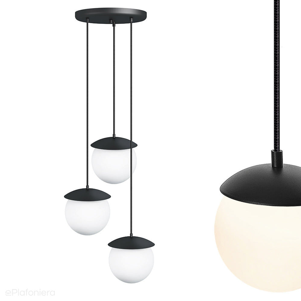 Kuul G3-K czarna lampa wisząca do salonu i kuchni - klosze 20 cm Ummo