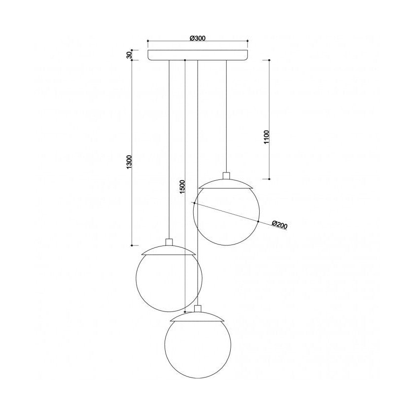 Kuul G3-K czarna lampa wisząca do salonu i kuchni - klosze 20 cm Ummo
