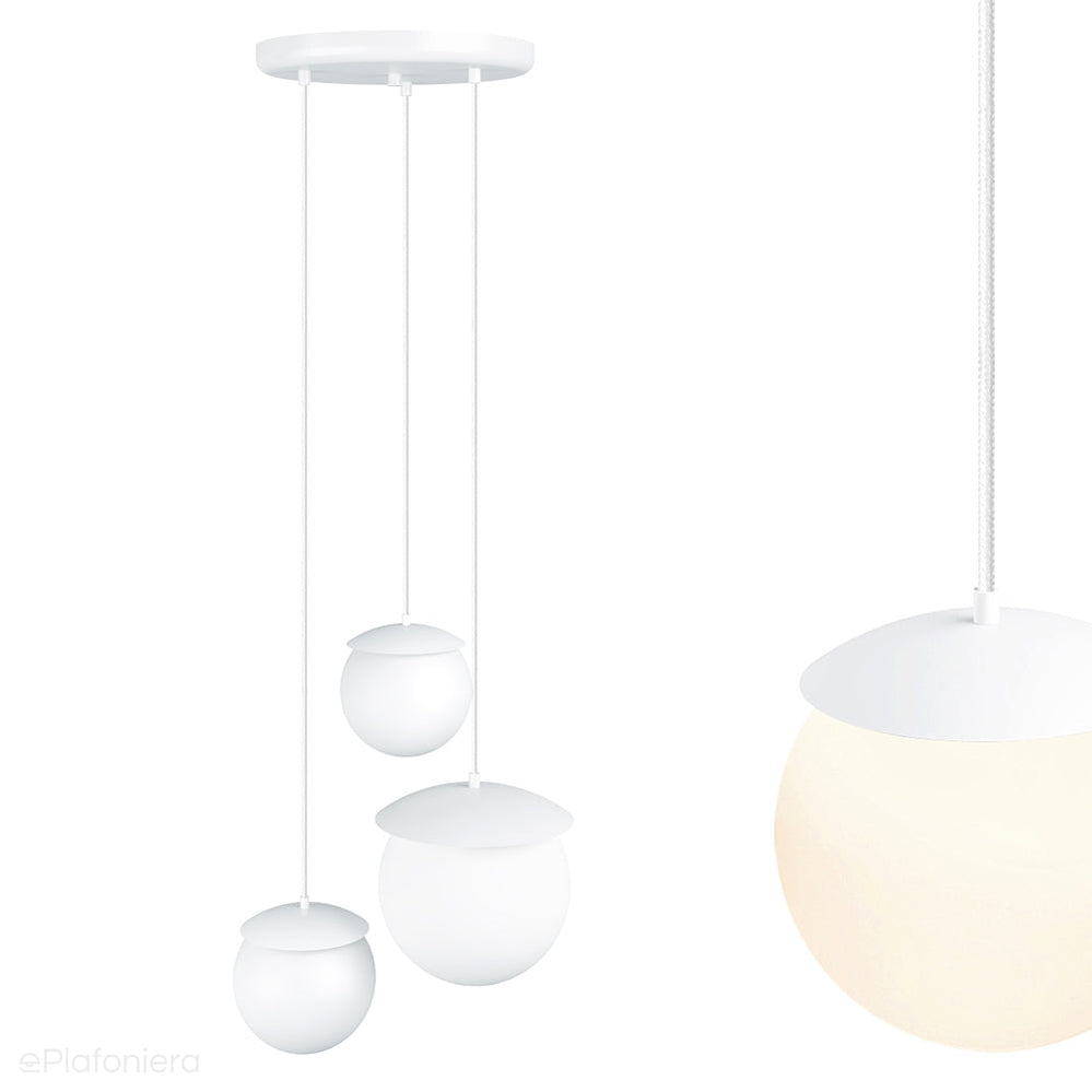 Kuul M3-K lampa wisząca na kole - biała lampa sufitowa mix kloszy 20 cm i 2x15 cm Ummo